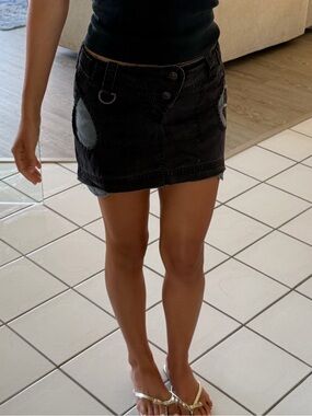 Diesel Black Mini Denim Skirt with Accent Pockets